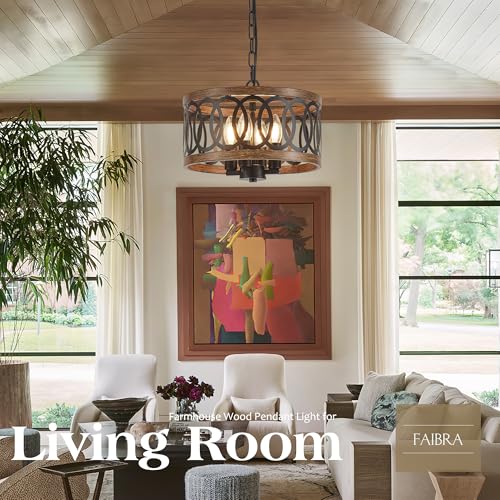 4 Light Farmhouse Drum Pendant Light (4 Count)
