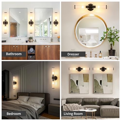 Black Battery Operated Wall Sconces Set of 2