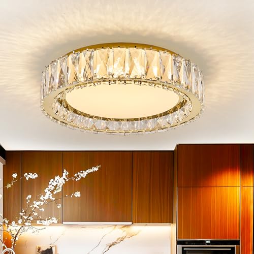 Dimmable Crystal Flush Mount Ceiling Light