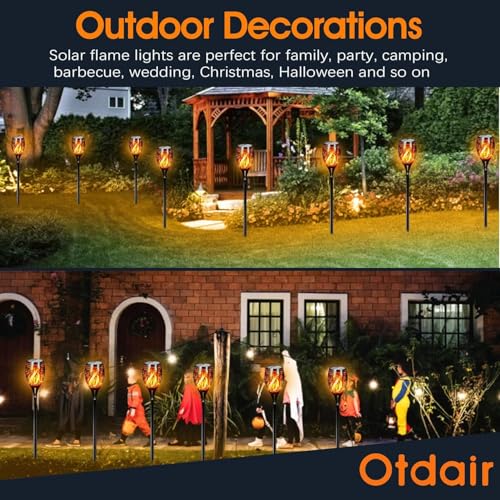 43" Solar Torch Lights Outdoor with Flickering Flame for Halloween (6 Count)