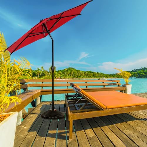 9FT Lyon Outdoor Patio Umbrella Outdoor Table Umbrella with Push Button Tilt and Crank Market Umbrella 6 Sturdy Ribs UV Protection Waterproof for Garden Deck Backyard Pool