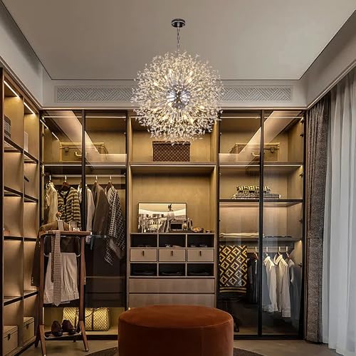 30" D Firework Crystal Chandelier for Dining Room
