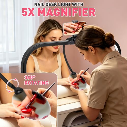 LED 5X Magnifier Half Moon Nail Desk Lamp (40 Count)