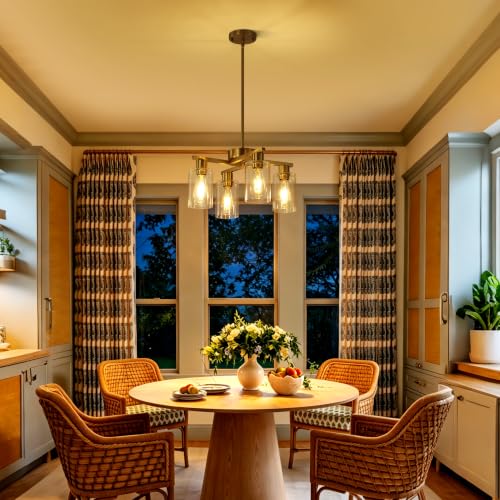 4 Light Farmhouse Gold Chandelier