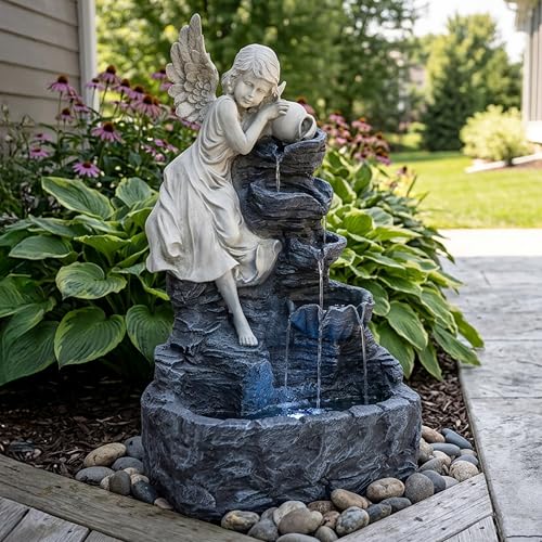 Sunnydaze 29" Angel Falls Solar Water Fountain with LED Lights