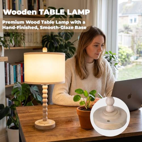 Farmhouse Table Lamp Cordless Touch Dimmable Bedside Lamps