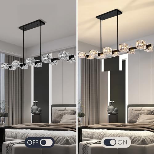 Modern 10 Light Chandelier Light Fixture with Crystal Cube Shade (10 Count)