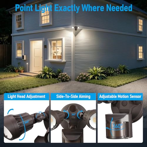 3CCT Motion Sensor Security Lights Dusk to Dawn IP65 Bronze