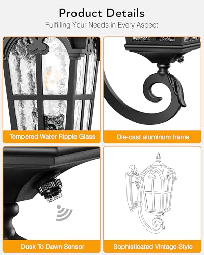 Dusk to Dawn Outdoor Light Fixtures Wall Mount (2 Count)