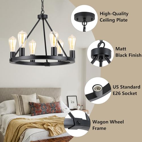 Black Wagon Wheel Chandelier