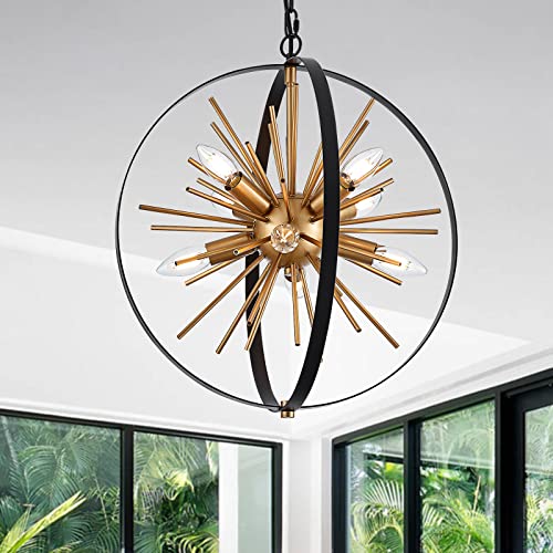 17.7" Black Gold Globe Sputnik Chandelier