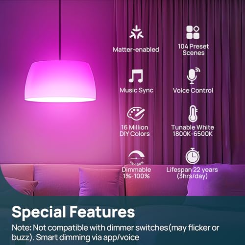 Matter Smart Light Bulb (4 Count)