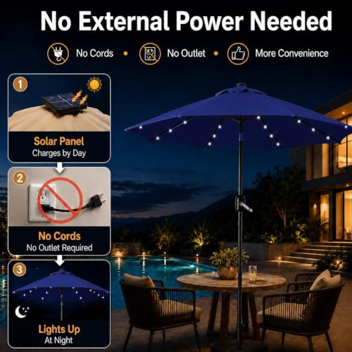 9FT Solar Patio Umbrella w