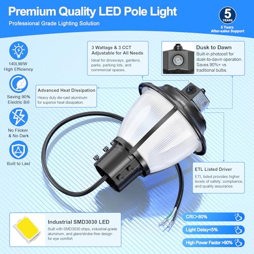 LED Post Top Light 100W (8.66 Inch)