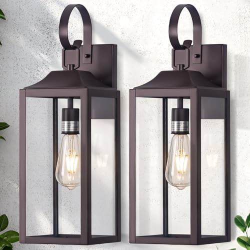 19" Large Outdoor Wall Lantern Porch Light Outdoor Bronze 2 Pack