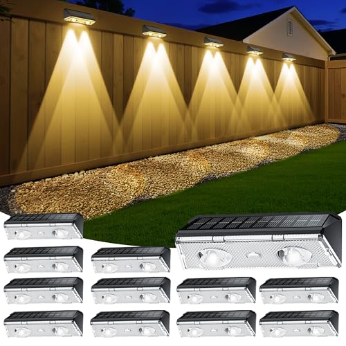 Solar Fence Lights Outdoor (12 Count)