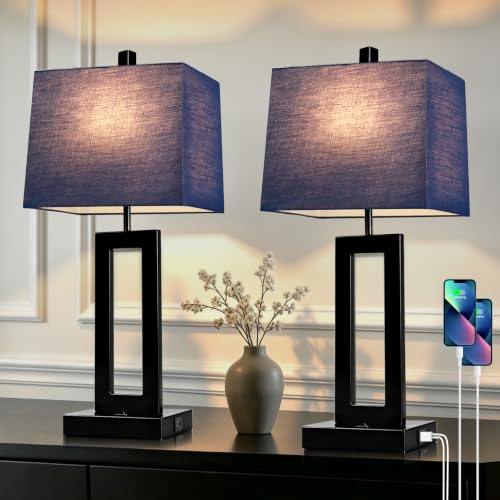 Blue Bedside Table Lamp Set of 2 (2 Count)