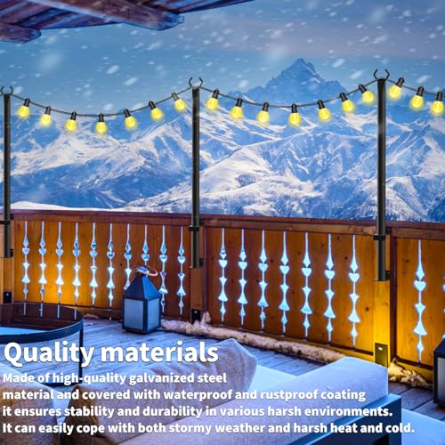 8 Pack String Light Poles for Deck (5 Foot)