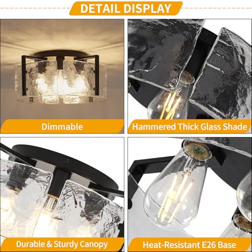 Modern Black Semi Flush Mount Ceiling Light 4 Lights Ceiling Lamp