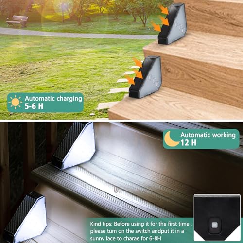 6 Pack Solar Step Lights 100 Lumen Ultra Bright Cool White (6 Count)