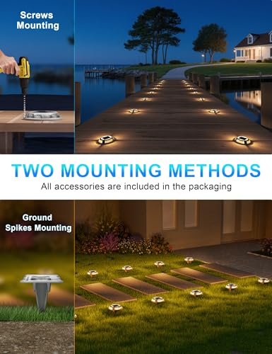 Solar Driveway & Deck Lights 12 Pack Dock Marine Ground LED Lights (12 Count)