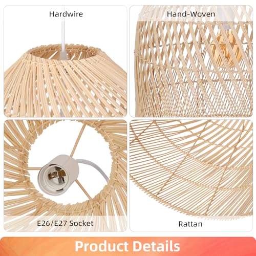 1 Light Wicker Bell Pendant Lamp