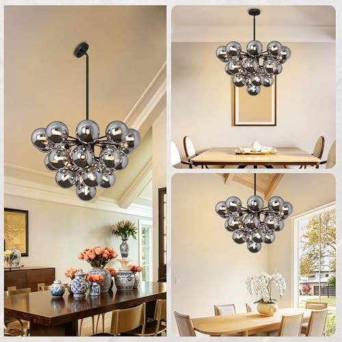 Sputnik Chandelier Dining Room Light Fixture Black Smokey Glass Chandelier