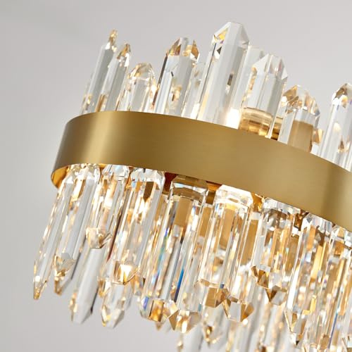Gold Oval Crystal Chandelier L45.3 inch