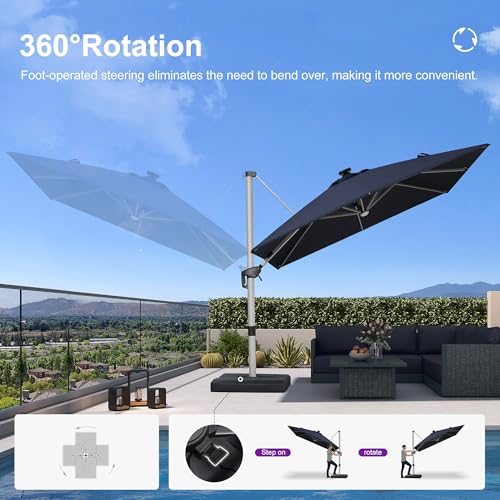 Cantilever Umbrella 9' X 12' Solar LED Light Patio