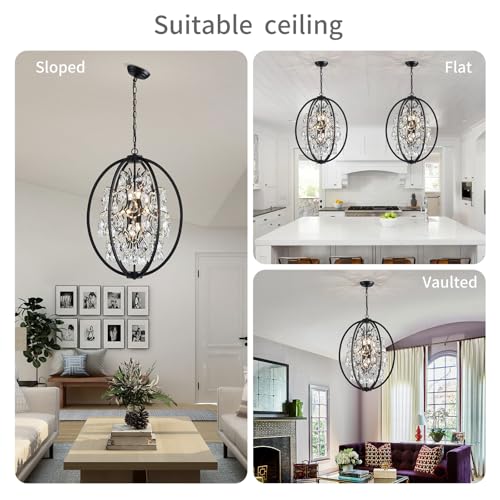 Globe Crystal Chandelier Raindrop Pendant Flushmount Ceiling Light Modern Lighting Fixture for Bedroom Hallway Bar Kitchen Bathroom