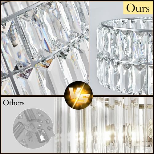 Chrome Crystal Chandelier 12" Modern Ceiling Pendant Light 3