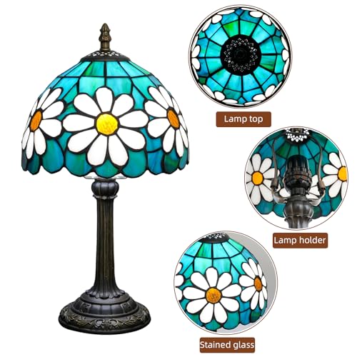 Tiffany Style Stained Glass Table Lamp Chrysanthemum Small Table Lamp Bedroom Bedside Lamp Living Room Dining Room Office Decoration Desk Lamp Home Decoration Creative Gift Scene Props