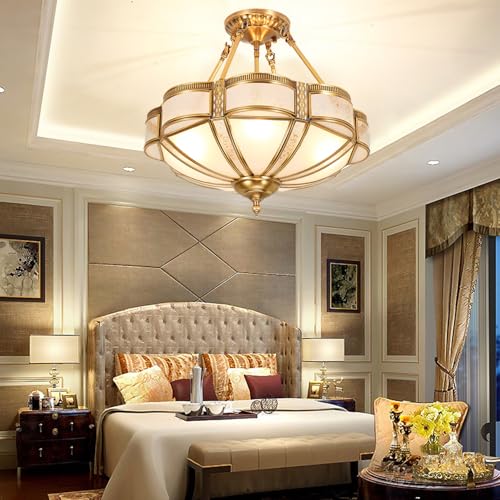 24 Inch Brass Flush Mount Chandelier