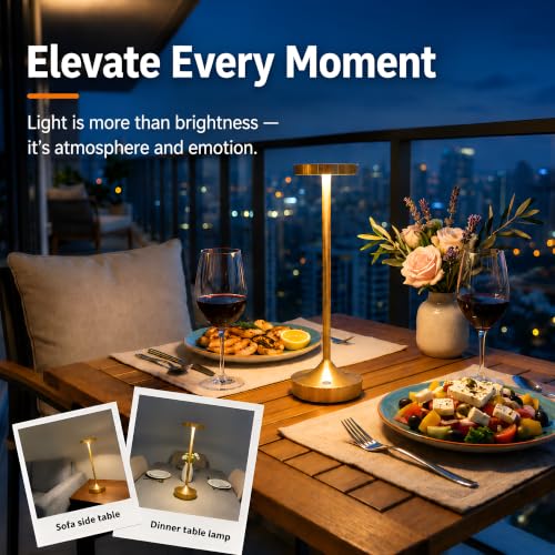 2 Pack Gold Cordless Table Lamps (2 Count)