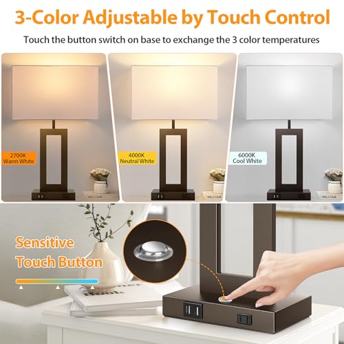 27.2’’ Tall Brown Table Lamps for Living Room Bedroom