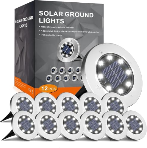 12 Pack 4.6 Inch Solar Ground Lights Outdoor (12 Count)