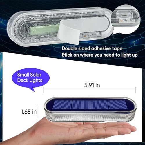 Blue Solar Lights for Outside Stick on Boat Dock Step Driveway Strip Lights Solar Powered Outdoor Waterproof Deck Stairs Post Ground Pathway Walkway Accessories Auto ON (8 Count)
