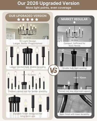 10 Light Black Chandelier