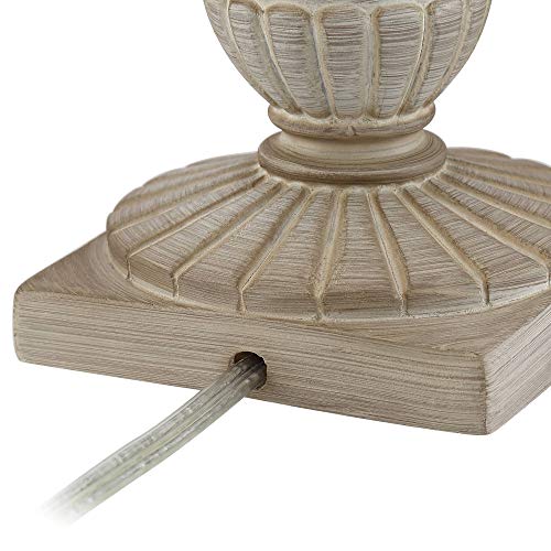 Loreno 24" Tall Buffet Table Lamps Set of 2 Faux Wood Whitewash Skinny (2 Count)