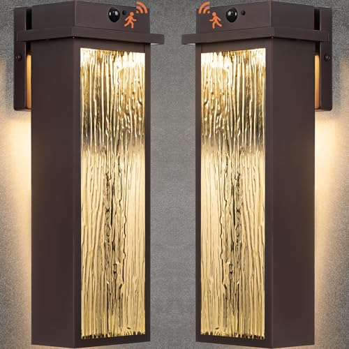 20” Large Brown Motion Sensor Dusk to Dawn Outdoor Wall Sconces (2 Count)