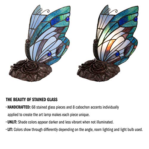 Tiffany Style Table Lamp with Butterfly Stained Glass Shade