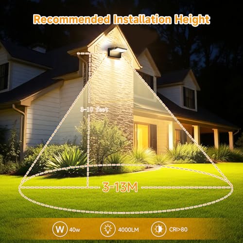 3 Pack Outdoor LED Wall Lights 40W Black Flood Lights 350°Rotation Exterior Lighting Fixture Commercial Security 3000K Waterporof for Barn Yard Garage Building Area Backyard (3 Count)