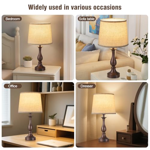 Bedside Table Lamp Touch Control Bedroom Lamps with USB A + C Charging Port 3 Way Dimmable Touch Lamps for Nightstand Living Room Bedroom Dorm Home Office Reading (2 Count)