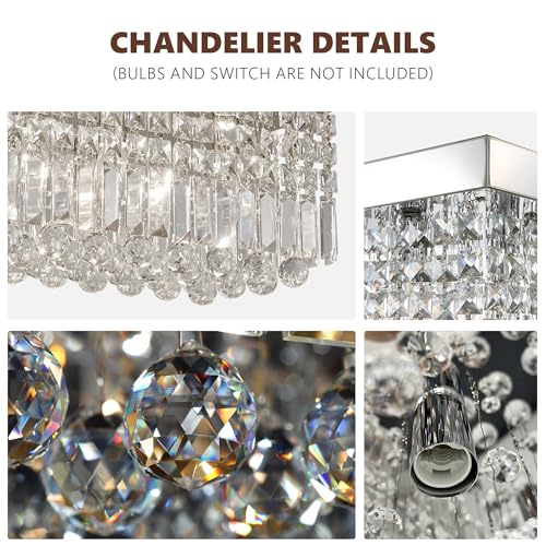 Crystal Chandelier for Dining Room 39.3" Modern Gold K9 Crystal Rectangle Chandeliers Flush Mount Pendant Light Fixture Kitchen Island Bar Dining Room Bedroom Bathroom Hotel