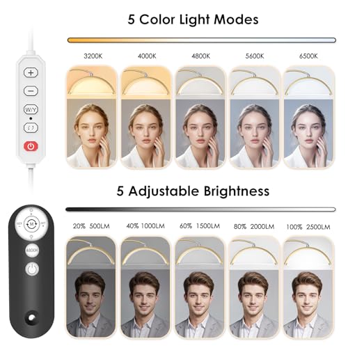 Lash Light Flexible Half Moon Light with Phone Holder for Eyelash Nail Art Tattoos Skincare