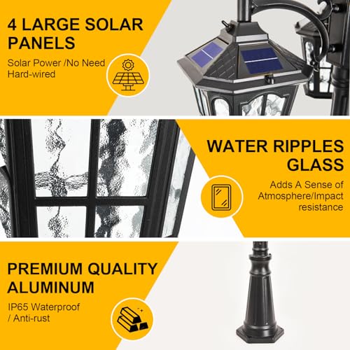 3 Head Solar Outdoor Street Light with Dusk to Dawn Sensor (26 Count)