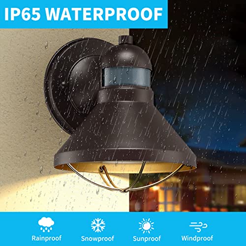 Dusk to Dawn Motion Sensor Outdoor LED Barn Light Fixture Brown