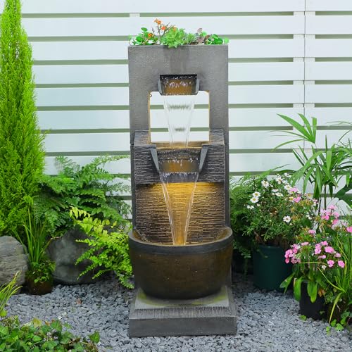 39H Modern Outdoor Water Fountain with LED Light