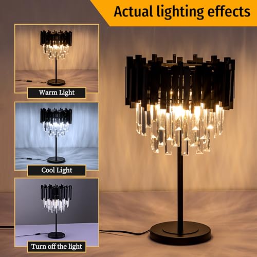 Black Crystal Table Lamp (3 Count)