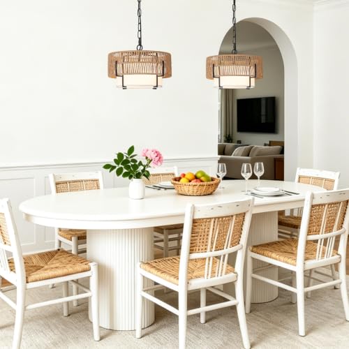 12.6" Rattan Pendant Light for Kitchen Island